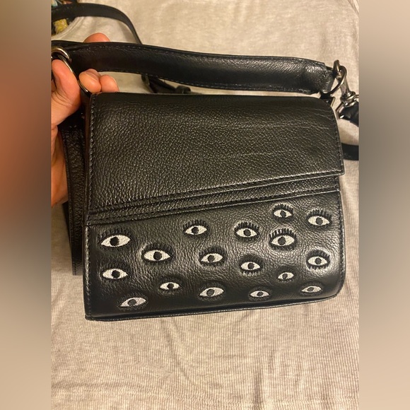 Min & Mon black Anastasio micro crossbody leather bag- eyes all over - Picture 6 of 7